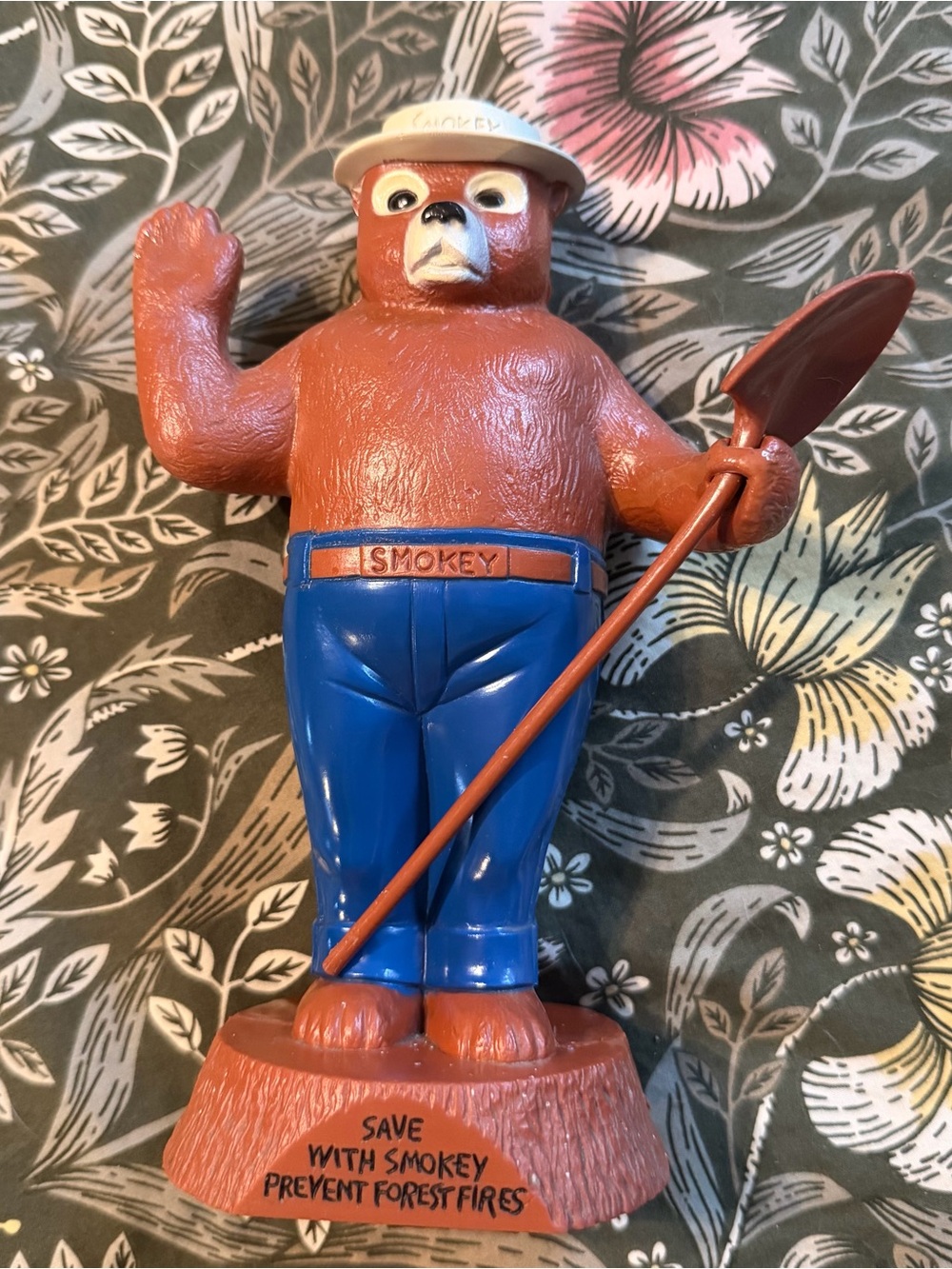 Vintage 1960-1970s Smokey Bear 8” plastic coin bank